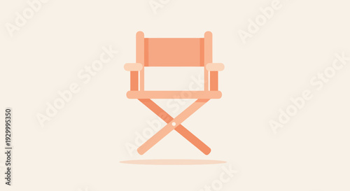Simple flat vector illustration of a director's chair in a soft peach hue on a pale background