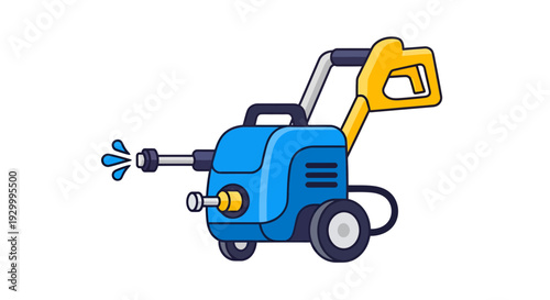 Pressure Washer Vector Illustration, Flat Design for Cleaning, Maintenance, and Home Improvement