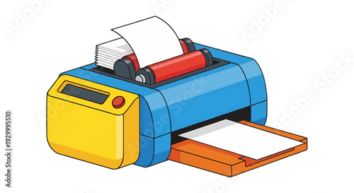 Printer Vector Illustration, Flat Design, Printing Technology for Office and Business.