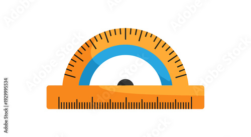 Protractor Vector Illustration, Flat Design, Measuring Tool for Geometry, Education, School Supplies