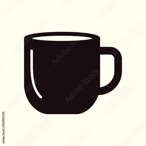 Simple Black Coffee Mug Illustration.