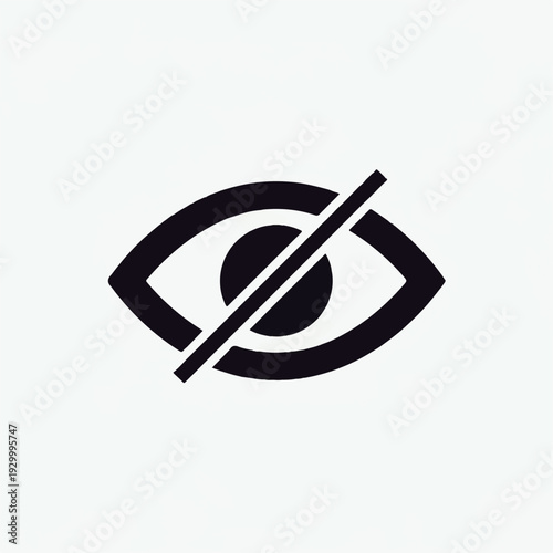 Simple Black Eye Icon with Prohibition Symbol.