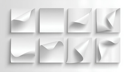Realistic page shadow effect set. Horizontal overlay shadow for sheet, card, flyer, packing, banner on white background background, vector illustration Stock Vector