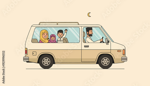 Family Traveling in a Minivan Vehicle.