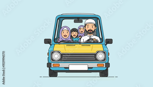 Family Riding in a Car Together.