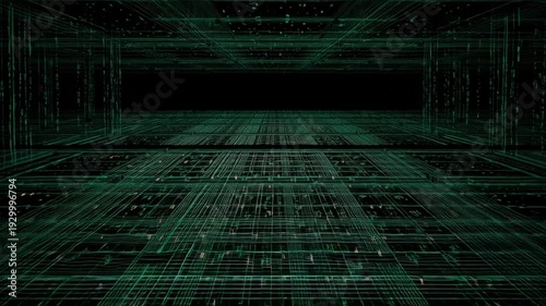 Futuristic Dark Grid Room Animation Loop.