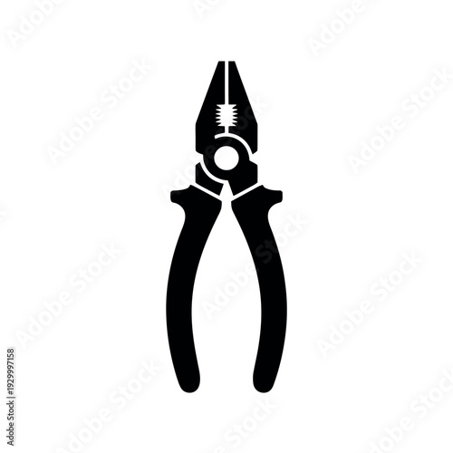 Pliers tool silhouette shows essential hardware equipment for gripping and cutting purposes.