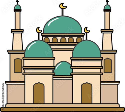 Cartoon Islamic Mosque Illustration