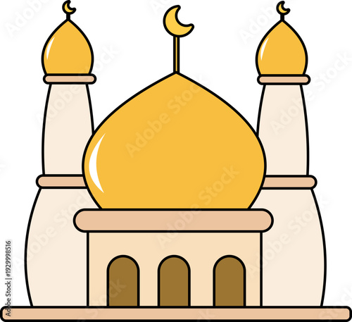 Cartoon Islamic Mosque Illustration