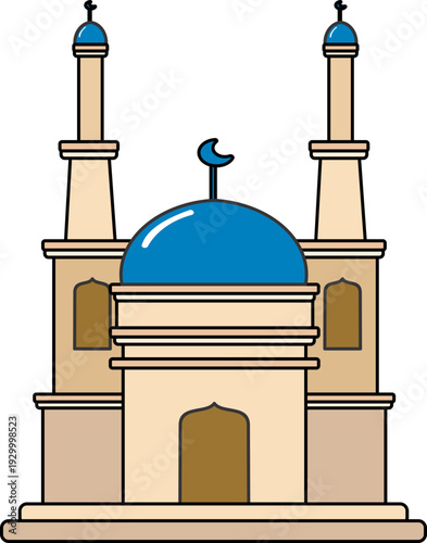 Cartoon Islamic Mosque Illustration