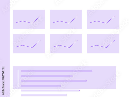 Business Analytics Dashboard UI Template with Horizontal Bar Charts Purple Theme Vector