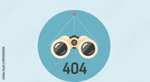 Camping illustration with 404 error message in a circular frame, featuring tents and trees at dusk