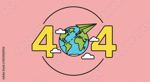 Camping illustration with 404 error message in a circular frame, featuring tents and trees at dusk