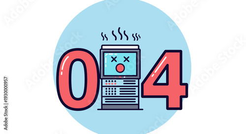 Camping illustration with 404 error message in a circular frame, featuring tents and trees at dusk