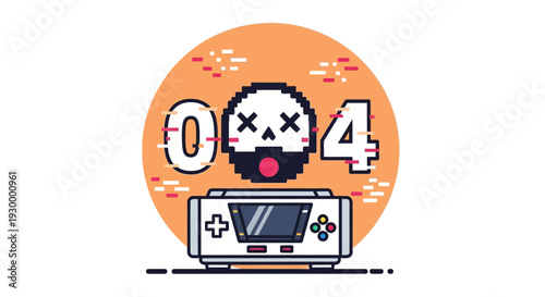 Camping illustration with 404 error message in a circular frame, featuring tents and trees at dusk