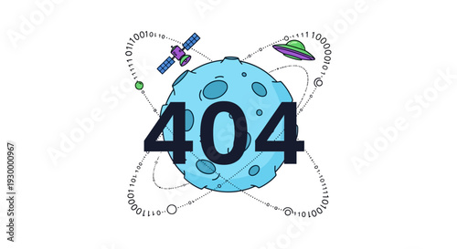 Camping illustration with 404 error message in a circular frame, featuring tents and trees at dusk