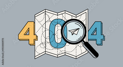 Camping illustration with 404 error message in a circular frame, featuring tents and trees at dusk