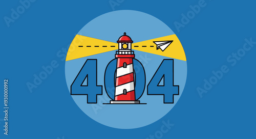 Camping illustration with 404 error message in a circular frame, featuring tents and trees at dusk