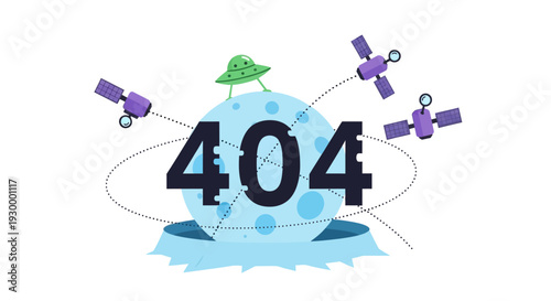 Camping illustration with 404 error message in a circular frame, featuring tents and trees at dusk