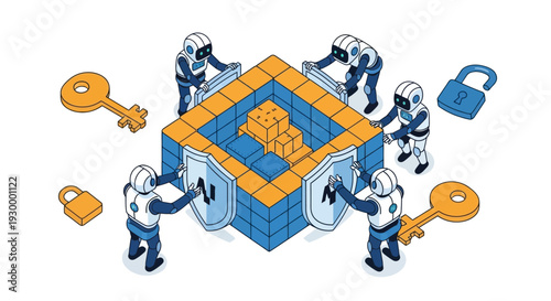 Camping illustration with 404 error message in a circular frame, featuring tents and trees at dusk