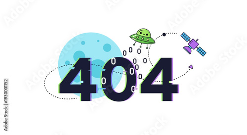 Camping illustration with 404 error message in a circular frame, featuring tents and trees at dusk