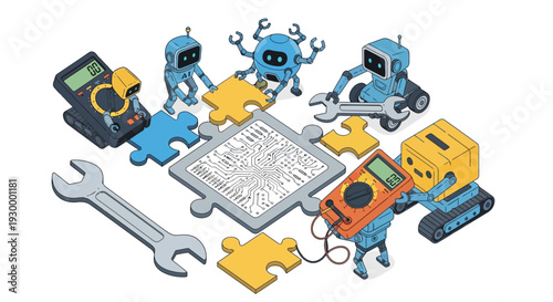 Camping illustration with 404 error message in a circular frame, featuring tents and trees at dusk