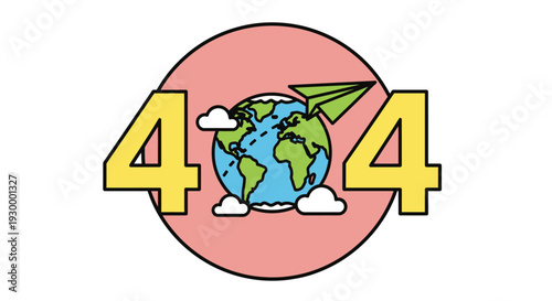 Camping illustration with 404 error message in a circular frame, featuring tents and trees at dusk