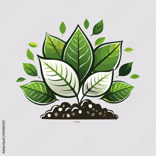 Lush green foliage emerging from rich soil, symbolizing new life, sustainable organic growth, and environmental wellness, representing nature's vibrant vitality and ecological prosperity
