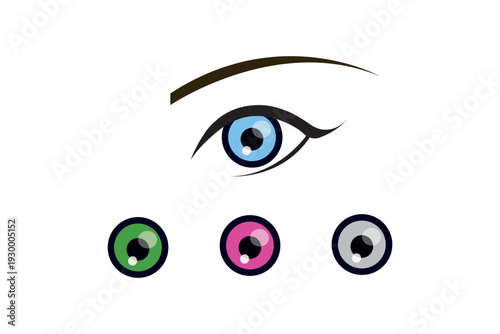 Eyeball and colored irises, natural and unnatural colors