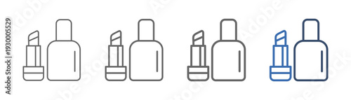 
outline icon set cosmetics with perfume and lipstick design