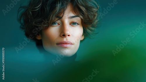 Businesswoman focused on laptop in modern office professional environment close-up view