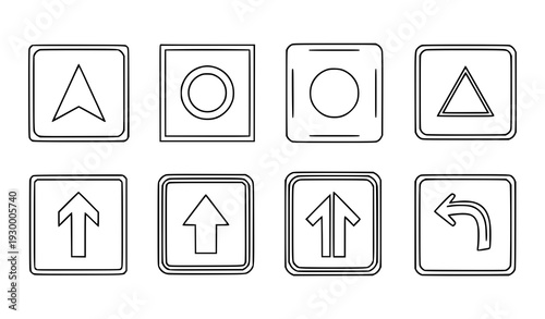 Outline square arrow direction sign vector icon collection