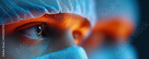 Lab technicians testing ai nanomedicine in a glowing laboratory environment