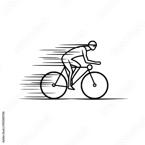 Cyclist Riding Fast on Bicycle in Motion