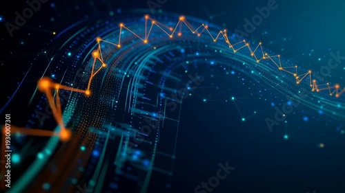Futuristic Data Visualization with Graphs and Lines.