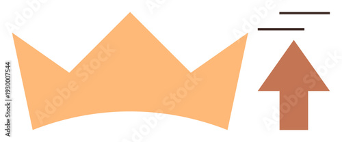 Business growth, leadership success, upward progress, personal development, achievement, motivation. Crown shape and arrow pointing upward. Leadership success and personal development