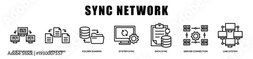 Sync Network web banner icon illustration concept