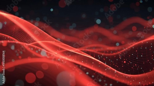 Red Wavy Lines and Particles Motion.