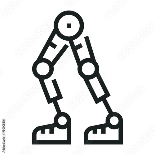 Bionic robotic legs exoskeleton for mobility assistance and futuristic prosthetic limb engineering concept line art icon