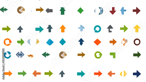 Collection of Flat Arrow Icons –  Directional Signs and Navigation Symbols Vector Set
