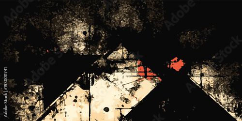 Crumpled and wrinkled paper texture background / Vintage worn and torn collage poster. Abstract geometric