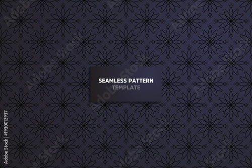 A dark navy seamless pattern displays delicate floral motifs repeating across the entire background high-quality