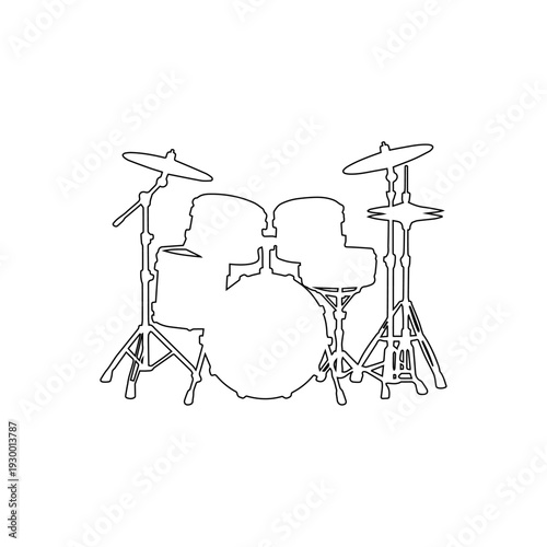 drum set outline icon percussion instrument music kit band illustration
