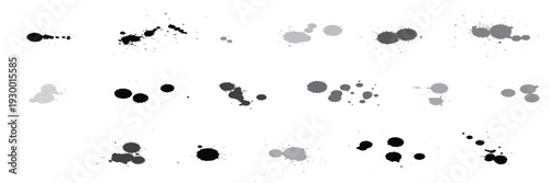 An illustration of black ink spots on a white background