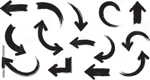 Elegant arrows set for business plan, presentation and education. Sign, Symbol, Hand drawn arrow collection
