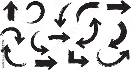 Elegant arrows set for business plan, presentation and education. Sign, Symbol, Hand drawn arrow collection
