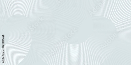 White abstract background with geometric shapes. Modern circle lines pattern. Minimal geometric design. Futuristic concept. Suit for cover, poster, banner, brochure, header, presentation, web, flyer