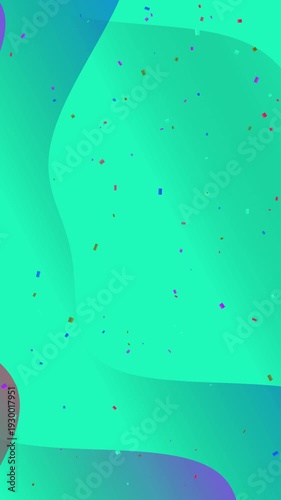 Abstract Green Background with Colorful Shapes.