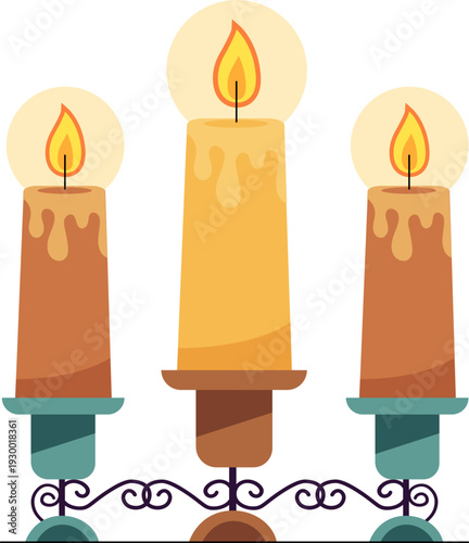 Three Burning Wax Candles