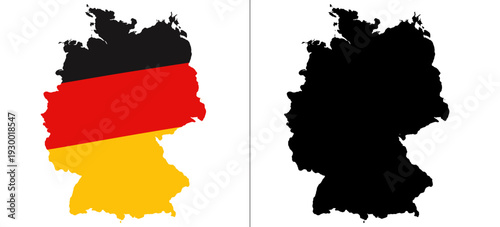 Comparison of colored and black-and-white german flag maps with state outlines.